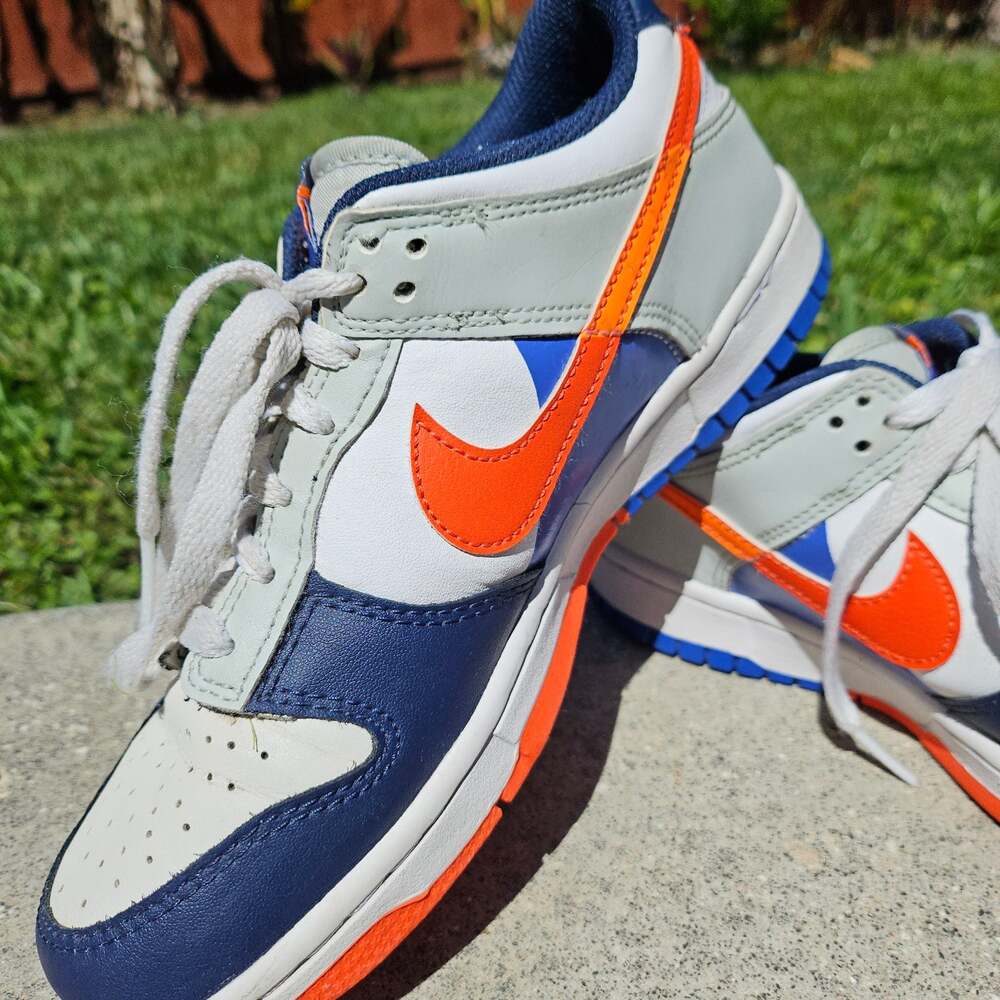 Nike Kids Sneakers White Navy Blue Orange - Picture 2 of 10